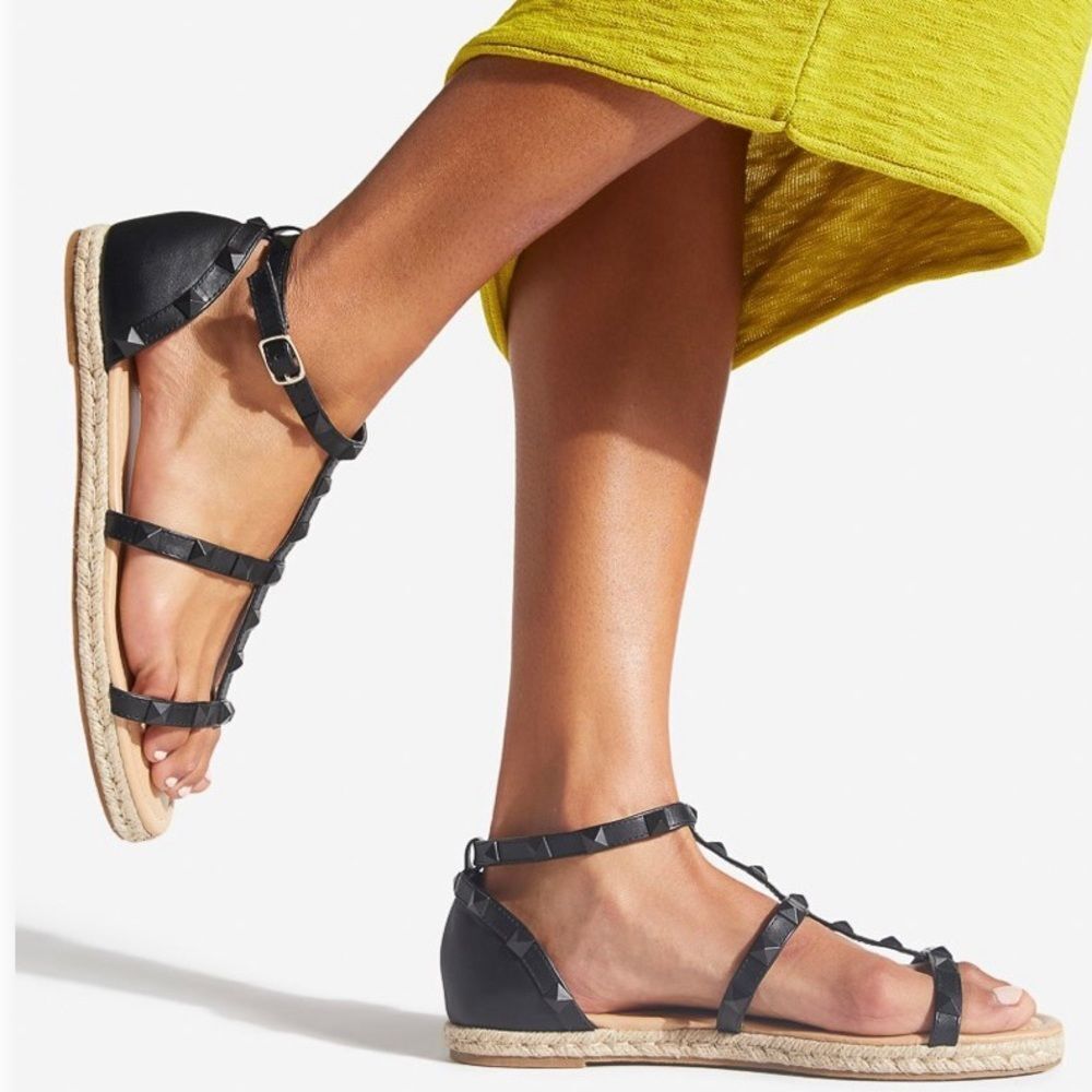 Shoedazzle Black Brennah Strappy Espadrilles - Size 6.5